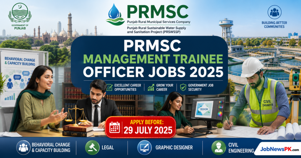 PRMSC Management Trainee Officer Jobs 2026 advertisement for multiple vacancies in Lahore.