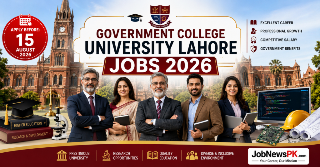 Government College University Lahore Jobs 2026 advertisement for Professor, Associate Professor, Assistant Professor, Lecturer and Computer Programmer vacancies.