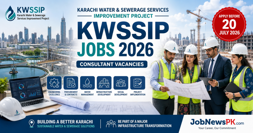 Karachi Water & Sewerage Services Improvement Project Jobs 2026 advertisement for consultant vacancies in PIU Karachi.