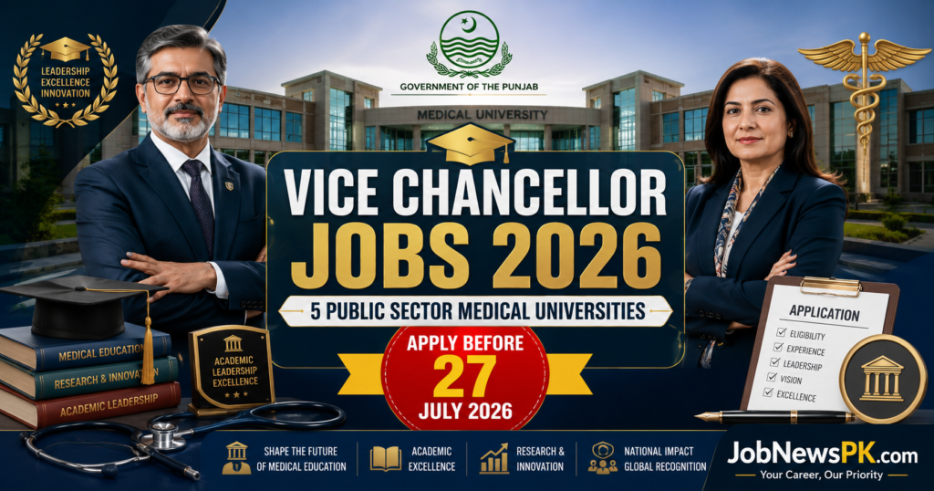 Public Sector Medical Universities Vice Chancellor Jobs 2026 Advertisement by SHC&ME Punjab